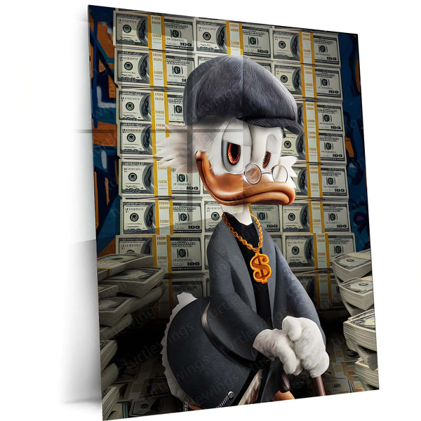Scrooge McDuck Money Metal Poster | Billionaire’s Dream Wall Art | Luxury Hustle Decor Frame