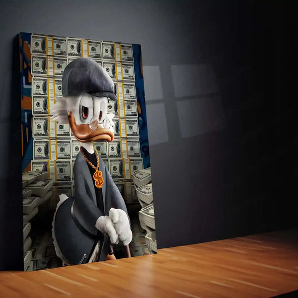 Scrooge McDuck Money Metal Poster | Billionaire’s Dream Wall Art | Luxury Hustle Decor Frame