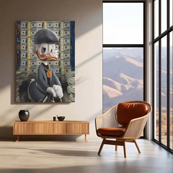 Scrooge McDuck Money Metal Poster | Billionaire’s Dream Wall Art | Luxury Hustle Decor Frame