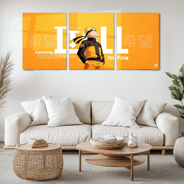 Anime Metal Poster Set of 3 | Hope & Determination Anime Triptych Wall Art | Premium Anime Metal Prin