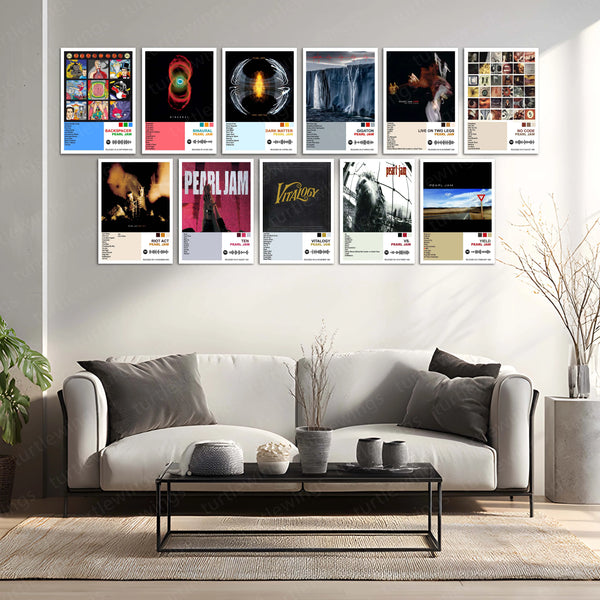 Pearl Jam Complete Collection | Set of 11 | Set of 8 | Set of 4 | Album Posters Metal Frames Grunge Legacy. Raw Emotion. Seattle Sound Forever. - TURTLEWINGS 