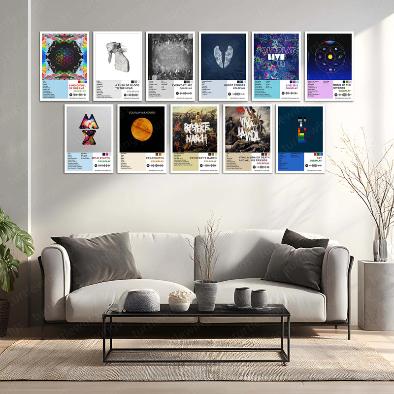 Coldplay Complete Collection | Set of 11 | Set of 8 | Set of 4 | Album Posters Metal Frames Emotional Anthems. Stadium Magic. Timeless Wall Aesthetic. - TURTLEWINGS 