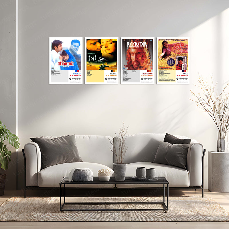 A. R. Rahman – Complete Soundtrack Collection | Set of 11 | Set of 8 | Set of 4 | Premium Metal Poster Set