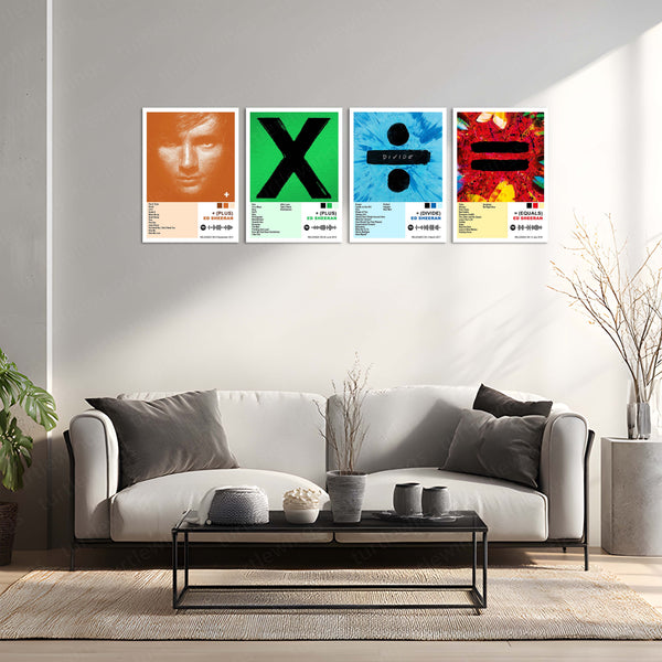 Ed Sheeran – Complete Album Collection | Set of 8 | Set of 4 | Premium Metal Poster Set
