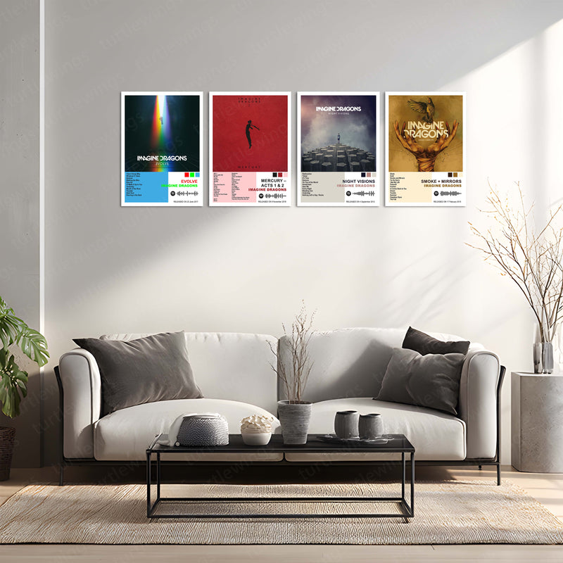 Imagine Dragons – Complete Album Collection | Set of 10 | Set of 8 | Set of 4 | Premium Metal Poster Set
