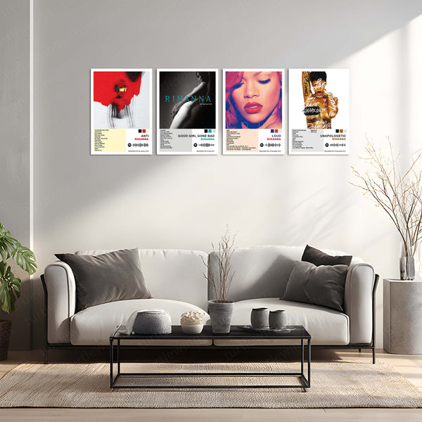 Rihanna – Complete Album Collection | Set of 11 | Set of 8 | Set of 4 | Premium Metal Poster Set