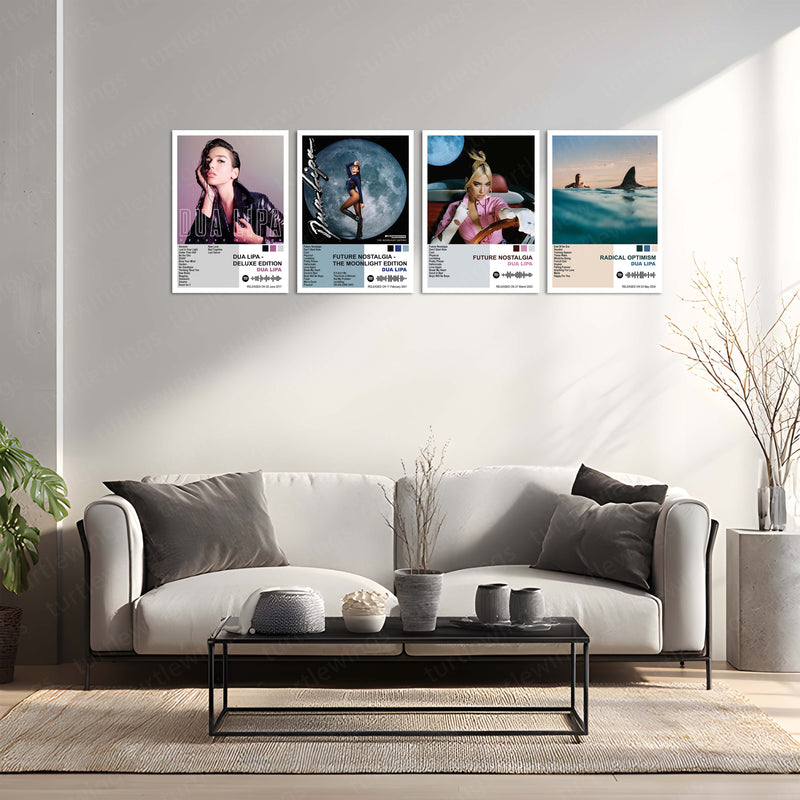 Dua Lipa – Complete Album Collection | Set of 7 | Set of 4 | Premium Metal Poster Set