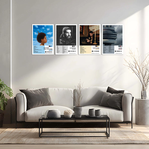 Drake Complete Collection | Set of 11 | Set of 8 | Set of 4 | Album Posters Metal Frames Global Hits. Moody Aesthetics. Hip-Hop Royalty on Your Walls. - TURTLEWINGS 