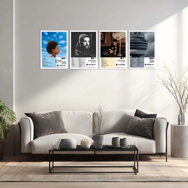 Drake Complete Collection | Set of 11 | Set of 8 | Set of 4 | Album Posters Metal Frames Global Hits. Moody Aesthetics. Hip-Hop Royalty on Your Walls. - TURTLEWINGS 