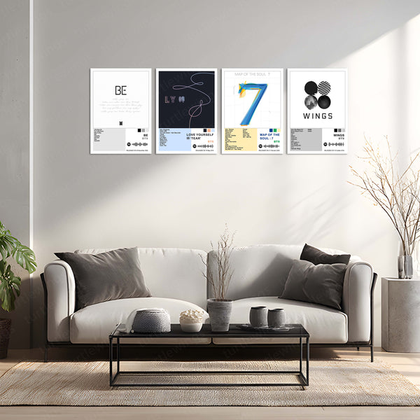 BTS – Complete Album Collection | Set of 8 | Set of 4 | Premium Metal Poster Set