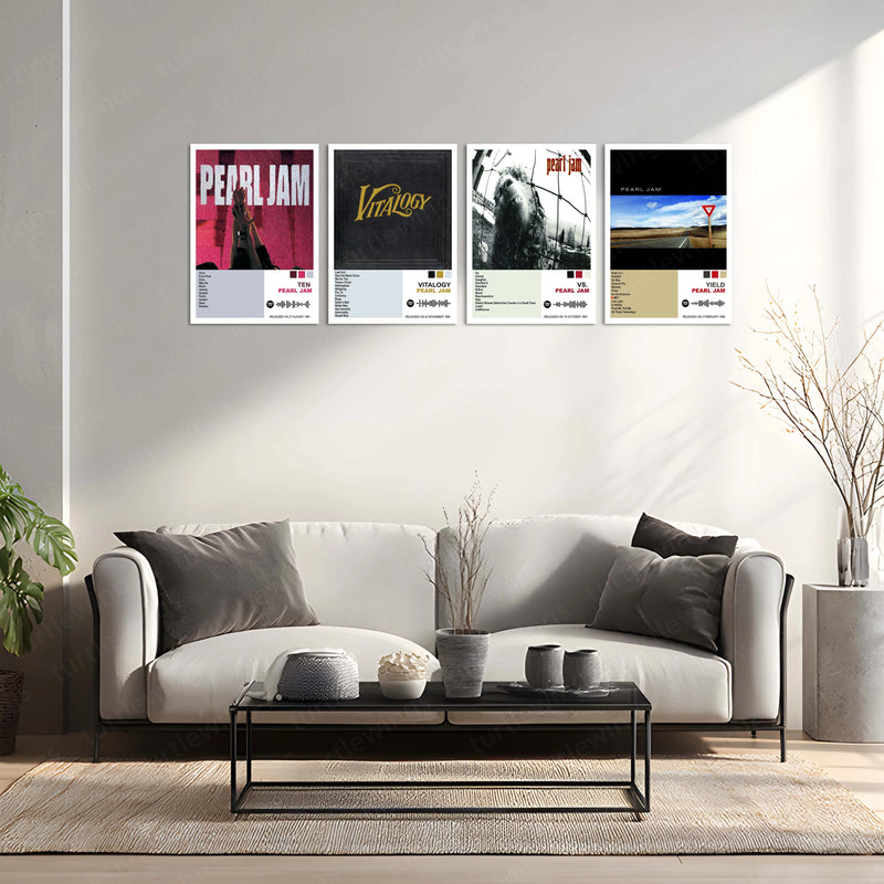 Pearl Jam Complete Collection | Set of 11 | Set of 8 | Set of 4 | Album Posters Metal Frames Grunge Legacy. Raw Emotion. Seattle Sound Forever. - TURTLEWINGS 