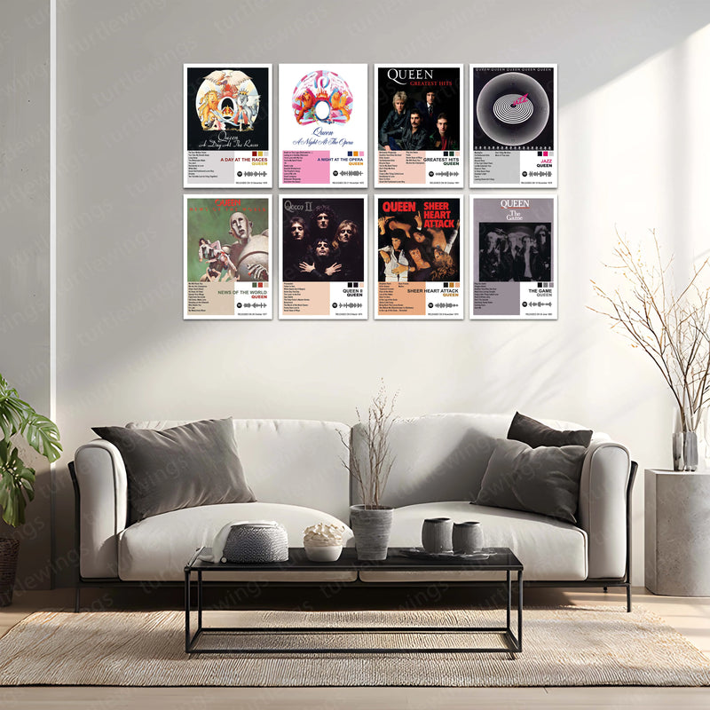 Queen Complete Collection | Set of 11 | Set of 8 | Set of 4 | Album Posters Metal Frames Rock Royalty. Stadium Anthems. Timeless Legends. - TURTLEWINGS 
