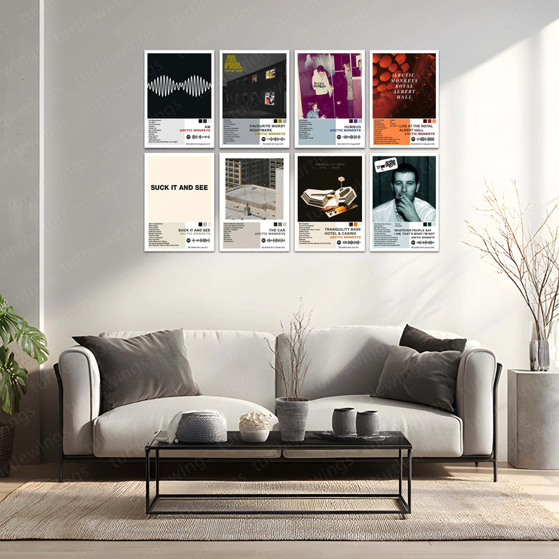 Arctic Monkeys Complete Collection | Set of 11 | Set of 8 | Set of 4 | Album Posters Metal Frames Indie Rock Evolution. Iconic Albums. Timeless Wall Aesthetic. - TURTLEWINGS 