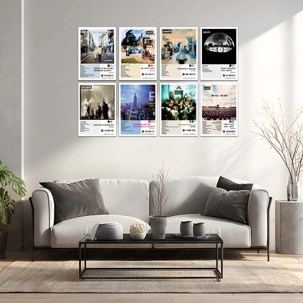 Oasis Complete Collection | Set of 11 | Set of 8 | Set of 4 | Album Posters Metal Frames Britpop Anthems. 90s Attitude. Timeless Manchester Energy. - TURTLEWINGS 