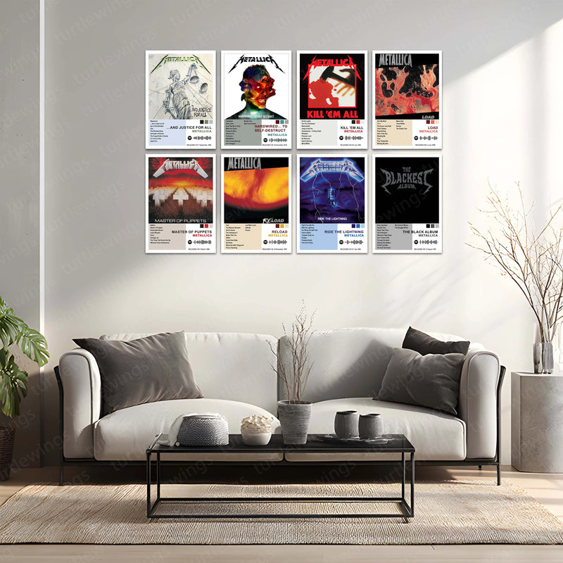 Metallica Complete Collection | Set of 11 | Set of 8 | Set of 4 | Album Posters Metal Frames Heavy Riffs. Legendary Albums. Thrash Metal History on Your Walls. - TURTLEWINGS 