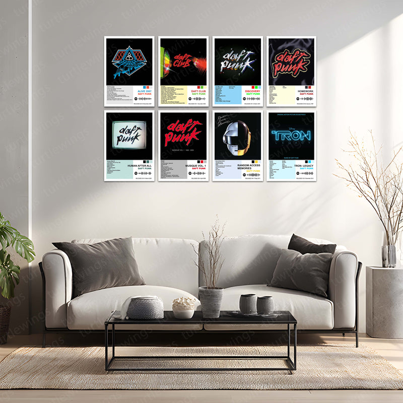Daft Punk – Complete Album Collection | Set of 11 | Set of 8 | Set of 4 | Premium Metal Poster Set