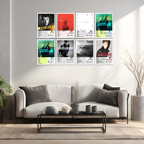 Justin Bieber – Complete Album Collection | Set of 11 | Set of 8 | Set of 4 | Premium Metal Poster Set