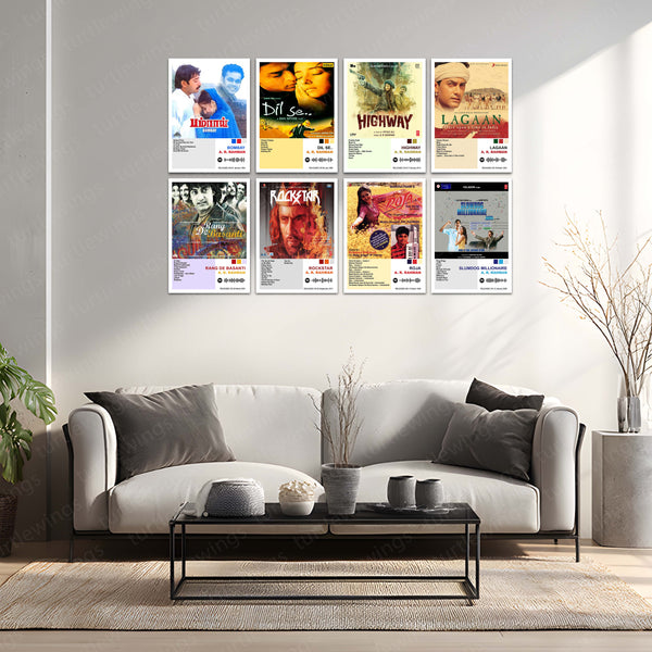 A. R. Rahman – Complete Soundtrack Collection | Set of 11 | Set of 8 | Set of 4 | Premium Metal Poster Set