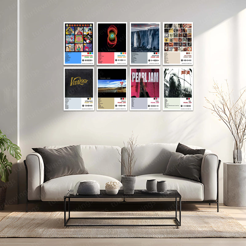 Pearl Jam Complete Collection | Set of 11 | Set of 8 | Set of 4 | Album Posters Metal Frames Grunge Legacy. Raw Emotion. Seattle Sound Forever. - TURTLEWINGS 