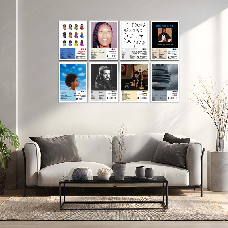 Drake Complete Collection | Set of 11 | Set of 8 | Set of 4 | Album Posters Metal Frames Global Hits. Moody Aesthetics. Hip-Hop Royalty on Your Walls. - TURTLEWINGS 
