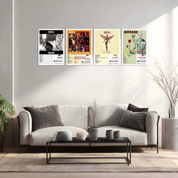 Nirvana Complete Collection | Set of 11 | Set of 4 | Set of 8| Album Posters Metal Frames Grunge Legacy. Iconic Albums. Timeless Wall Statement. - TURTLEWINGS 