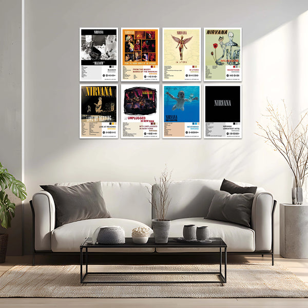 Nirvana Complete Collection | Set of 11 | Set of 4 | Set of 8| Album Posters Metal Frames Grunge Legacy. Iconic Albums. Timeless Wall Statement. - TURTLEWINGS 