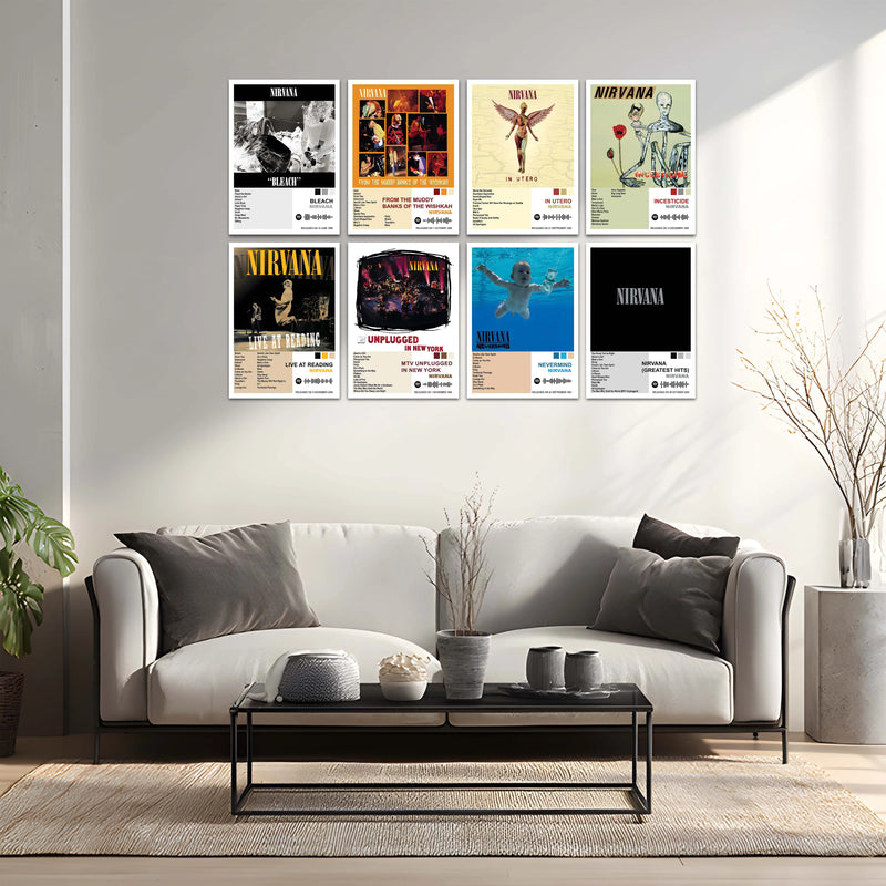 Nirvana Complete Collection | Set of 11 | Set of 4 | Set of 8| Album Posters Metal Frames Grunge Legacy. Iconic Albums. Timeless Wall Statement. - TURTLEWINGS 