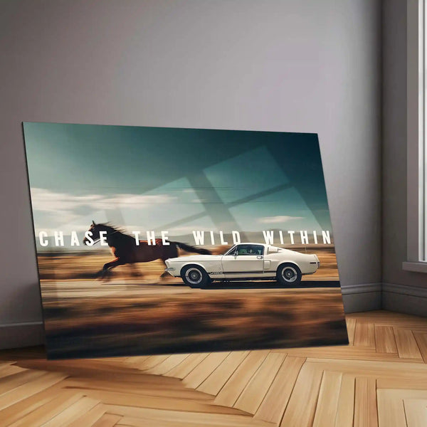 Quote Metal Poster | Shelby Mustang – CHASE THE WILD WITHIN | Raw Power, Freedom & Muscle Mindset Metal Frame - TURTLEWINGS 