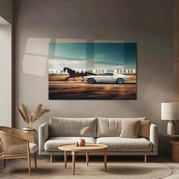 Quote Metal Poster | Shelby Mustang – CHASE THE WILD WITHIN | Raw Power, Freedom & Muscle Mindset Metal Frame - TURTLEWINGS 