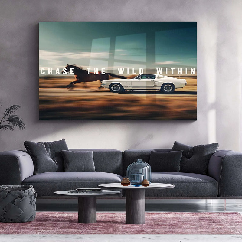 Quote Metal Poster | Shelby Mustang – CHASE THE WILD WITHIN | Raw Power, Freedom & Muscle Mindset Metal Frame - TURTLEWINGS 