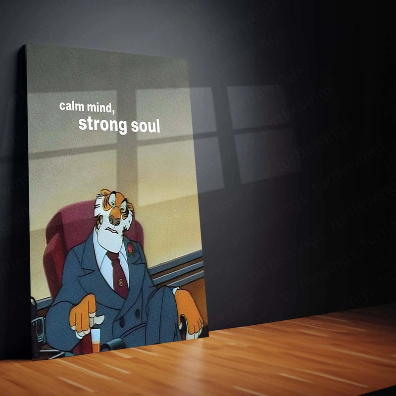Quote Metal Poster | The Jungle Book Shere Khan – “Calm mind, strong soul” Quote Metal Frame Wall Art - TURTLEWINGS 