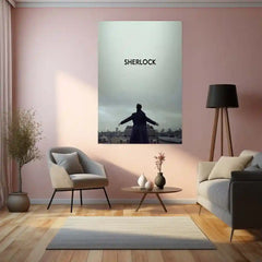 Movies & Series Metal Poster | Sherlock Metal Poster | Minimal Rooftop Scene Wall Art | Sherlock Holmes Series Frame | Detective Aesthetic Decor - TURTLEWINGS 