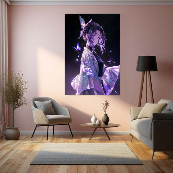 Shinobu Kocho Demon Slayer Metal Frame | Anime Wall Art - TURTLEWINGS 