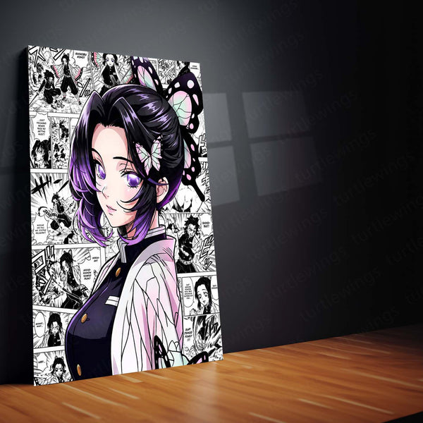 Anime Metal Poster | Shinobu Kocho Butterfly Hashira Manga Collage Demon Slayer Wall Art