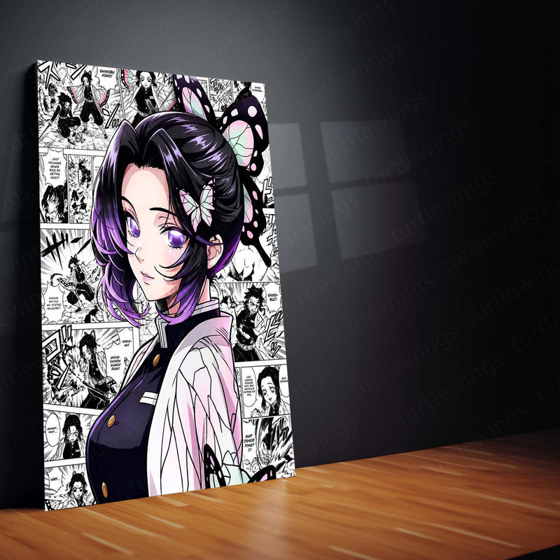 Anime Metal Poster | Shinobu Kocho Butterfly Hashira Manga Collage Demon Slayer Wall Art