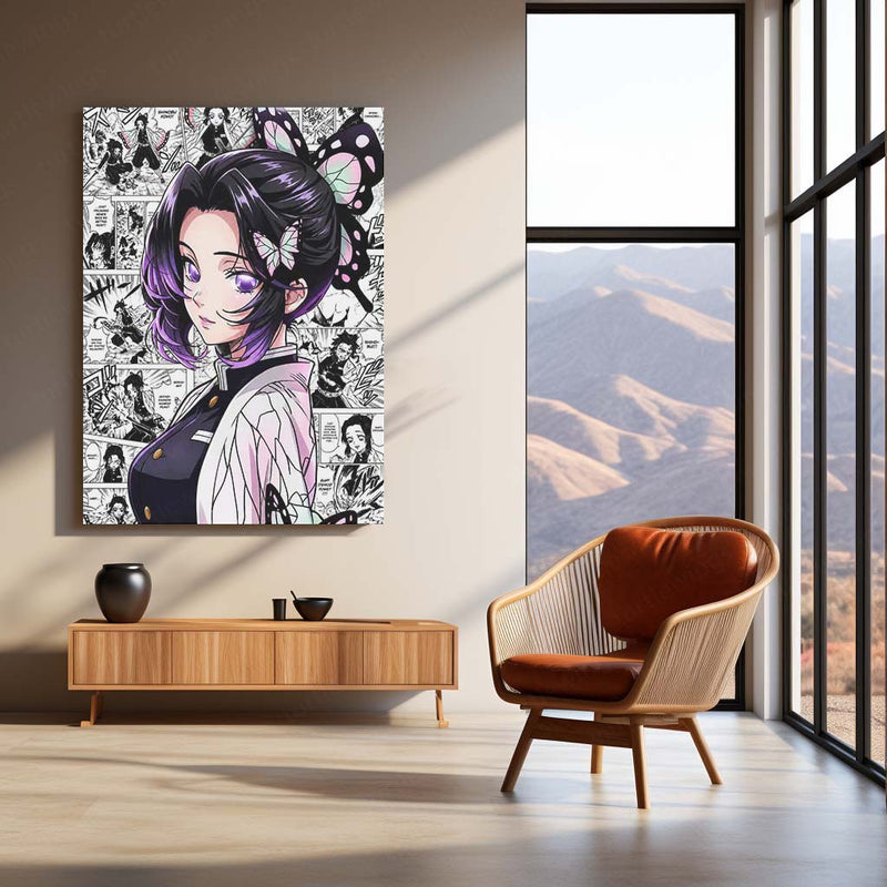 Anime Metal Poster | Shinobu Kocho Butterfly Hashira Manga Collage Demon Slayer Wall Art