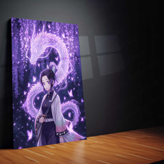 Anime Metal Poster | Shinobu Kocho Butterfly Dragon Metal Poster | Demon Slayer Anime Wall Art | Premium Aluminum Print