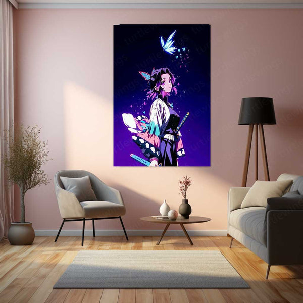 Shinobu Kocho – Dance of the Butterflies Metal Poster | Demon Slayer Wall Frame