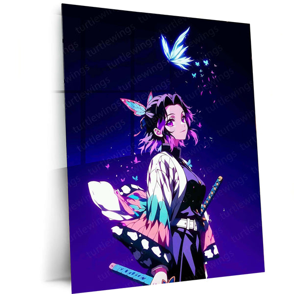 Shinobu Kocho – Dance of the Butterflies Metal Poster | Demon Slayer Wall Frame