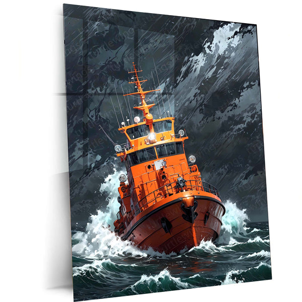 Vintage Ship Art Metal Frame | Nautical Wall Decor - TURTLEWINGS 