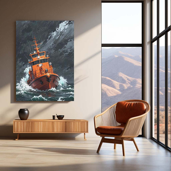 Vintage Ship Art Metal Frame | Nautical Wall Decor - TURTLEWINGS 
