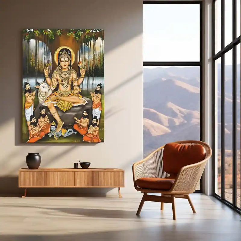 Lord Dakshinamurthy | Spiritual Metal Poster | Spiritual Wall Art by TurtleWings - TURTLEWINGS 