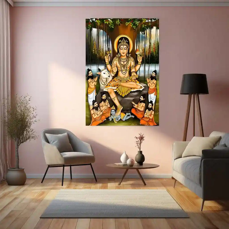 Lord Dakshinamurthy | Spiritual Metal Poster | Spiritual Wall Art by TurtleWings - TURTLEWINGS 