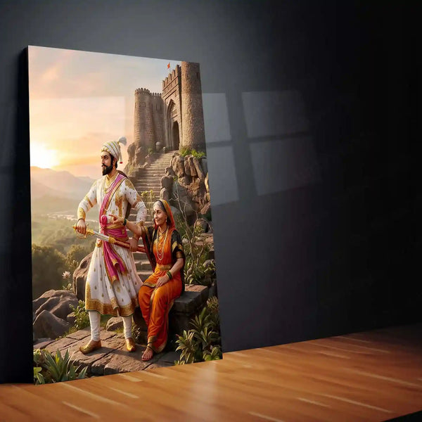 Chhatrapati Shivaji Maharaj & Rajmata Jijabai Metal Frame | Swarajya Wall Art - TURTLEWINGS 