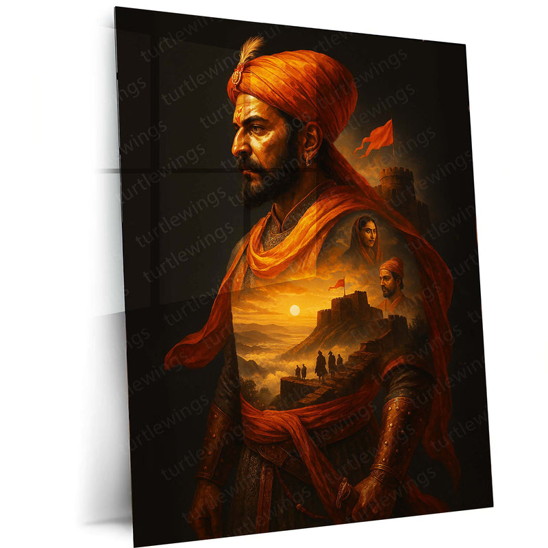Chhatrapati Shivaji Maharaj Metal Frame | Warrior King Wall Art - TURTLEWINGS 