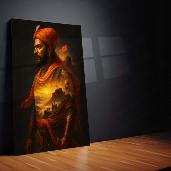 Chhatrapati Shivaji Maharaj Metal Frame | Warrior King Wall Art - TURTLEWINGS 