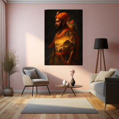 Chhatrapati Shivaji Maharaj Metal Frame | Warrior King Wall Art - TURTLEWINGS 