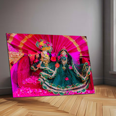 Shri Ji Shringaar – Radha Keli Kunj Spiritual Metal Frame | Divine Wall Art 03 - TURTLEWINGS 