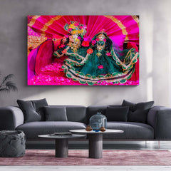 Shri Ji Shringaar – Radha Keli Kunj Spiritual Metal Frame | Divine Wall Art 03 - TURTLEWINGS 