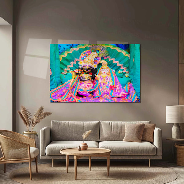 Shri Ji Shringaar – Radha Keli Kunj Spiritual Metal Frame | Divine Wall Art 04 - TURTLEWINGS 